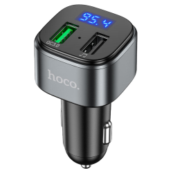 Автомобильное зарядное устройство Hoco E67 2 USB QC 18W c FM-модулятором серебристо-черное