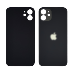 Заднее стекло корпуса для Apple iPhone 12 Black (чёрное) (Big hole) Заднее стекло корпуса для Apple iPhone 12 Black (чёрное) (Big hole)