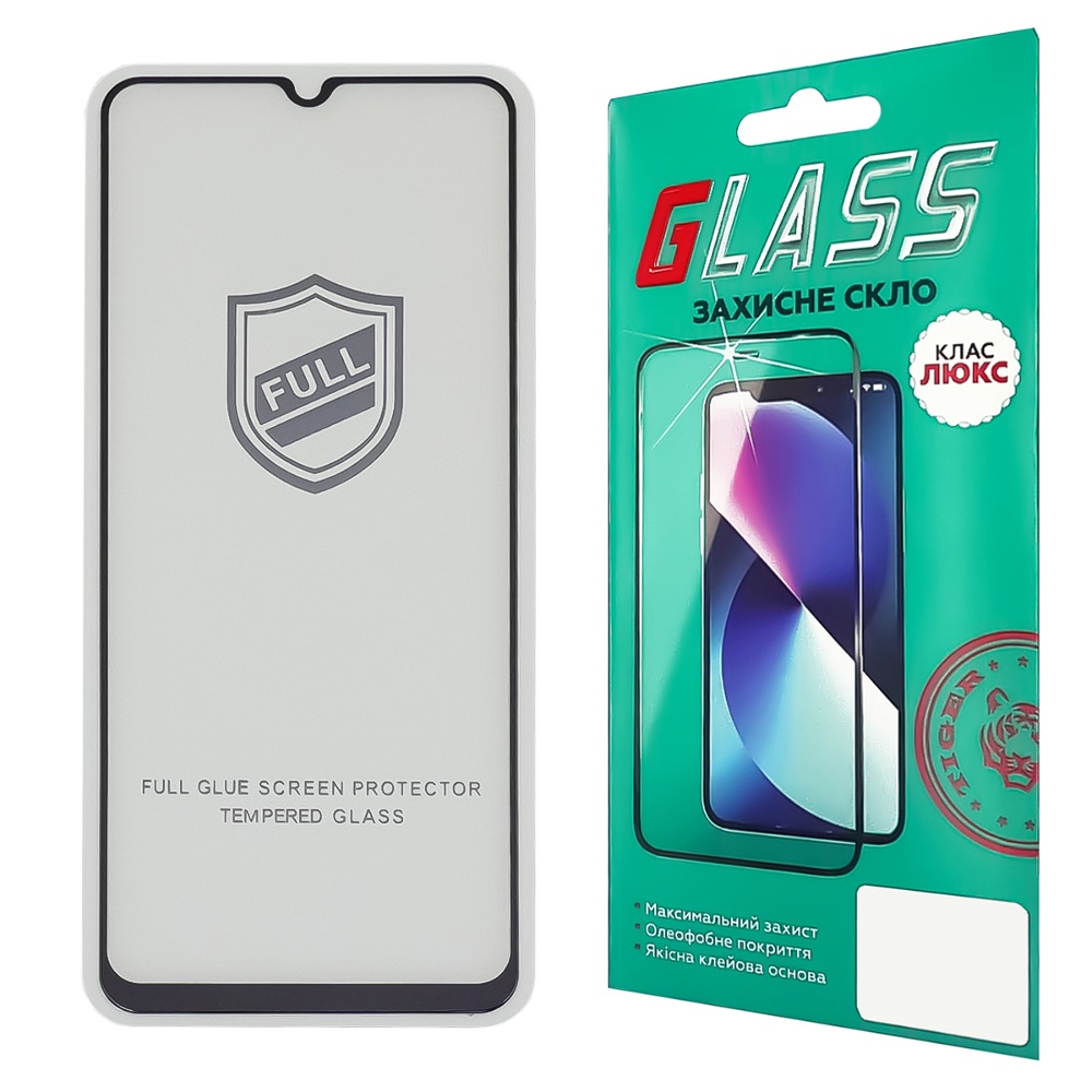Защитное стекло для Samsung A13/ M13/ A23/ M23/ F23/ M33 Full Glue Titanium (0.3 мм, чёрное) Люкс