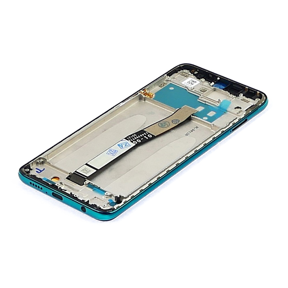 Дисплей для Xiaomi Redmi Note 9S/ Note 9 Pro/ Note 9 Pro Max с чёрным тачскрином и зелёной корпусной рамкой