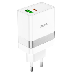 Сетевое зарядное устройство Hoco N21 USB/ Type-C QC PD 30W белое
