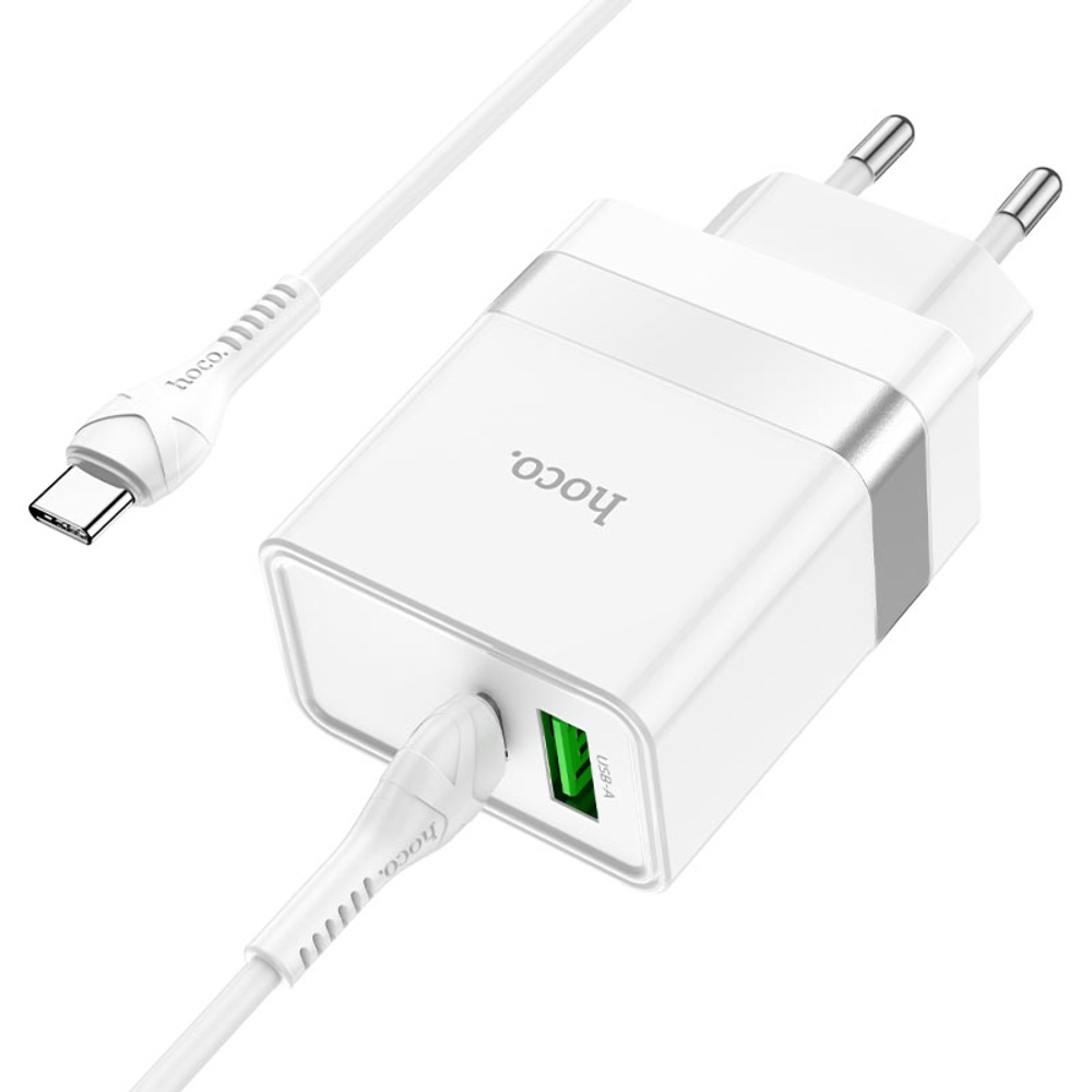 Сетевое зарядное устройство Hoco N21 PD30W+QC3.0 Type-C- Type-C белое