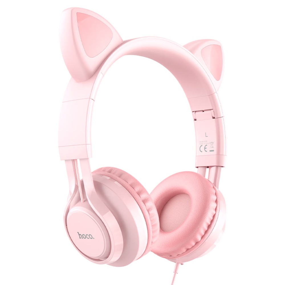 Наушники накладные Hoco W36 Cat Ear с ушками Jack 3.5 pink