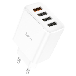 Сетевое зарядное устройство Hoco C102A 4 USB QC 18W белое