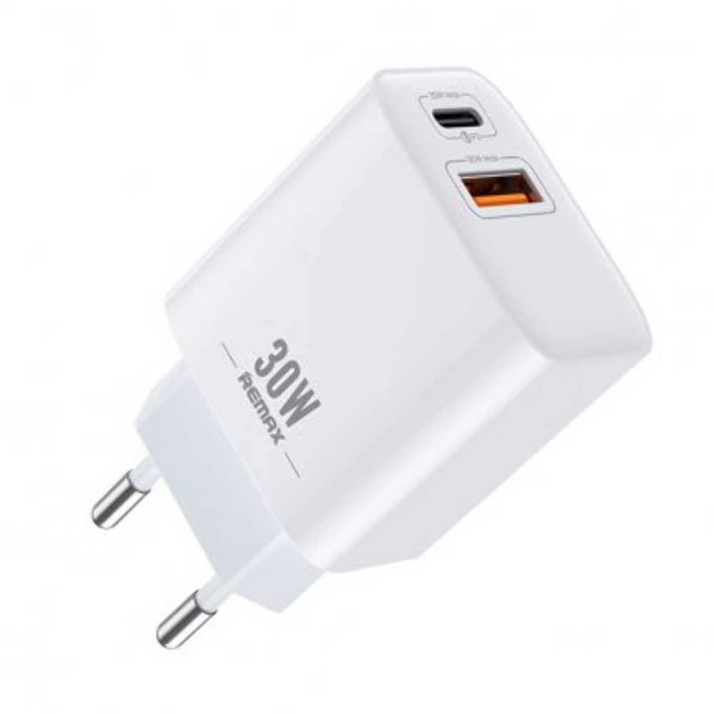 Сетевое зарядное устройство Remax RP-U82 USB/ Type-C QC PD 30W белое