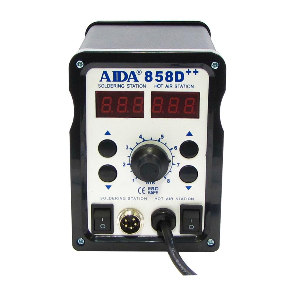 Паяльная станция Aida 858D++ бескомпрессорная, фен, паяльник с нагревательным элементом Hakko