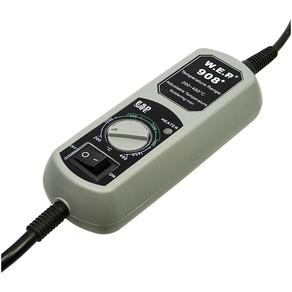Паяльник с портативным блоком управления WEP 908+ в блистере с подставкой (65W, аналоговая регулировка t 200-480 гр C, жало 900M)