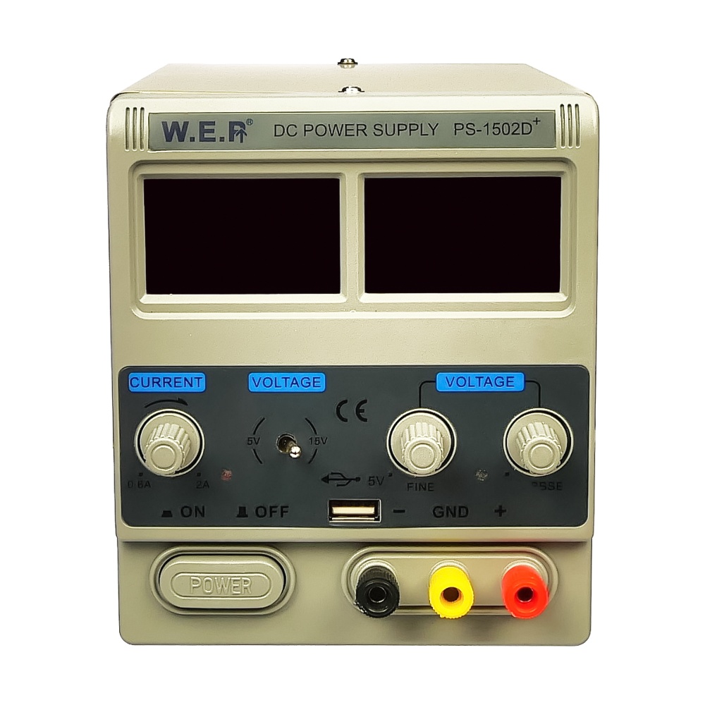 Блок питания лабораторный WEP PS-1502D+ USB, 15V, 2A, цифровая индикация