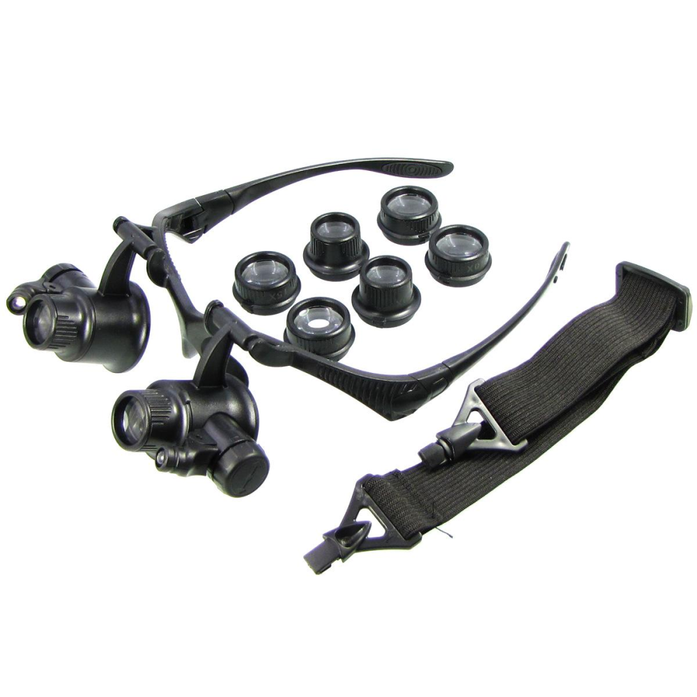 Бинокуляры NO.9892GJ с LED подсветкой (4 пары линз d=20mm, 10х/15х/20х/25х)