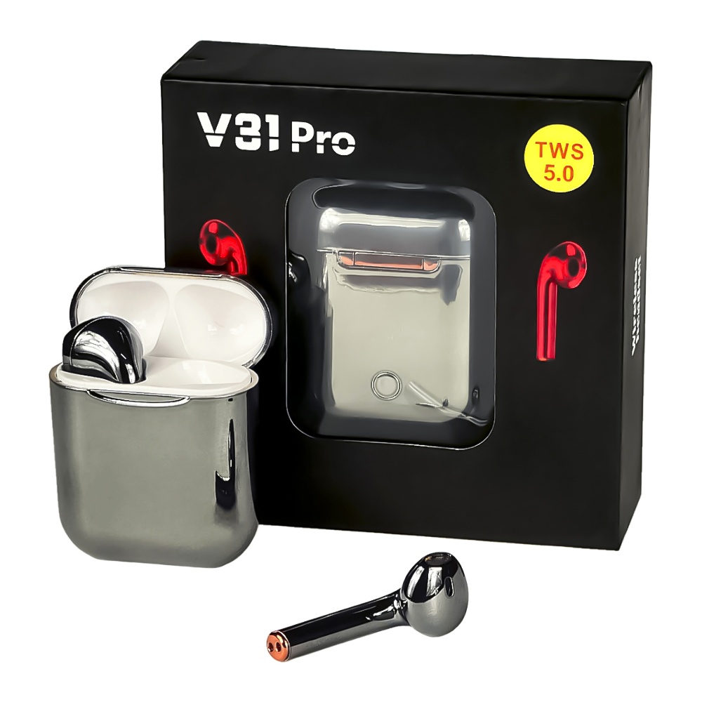 Беспроводные TWS наушники V31 Pro вкладыши black chrome