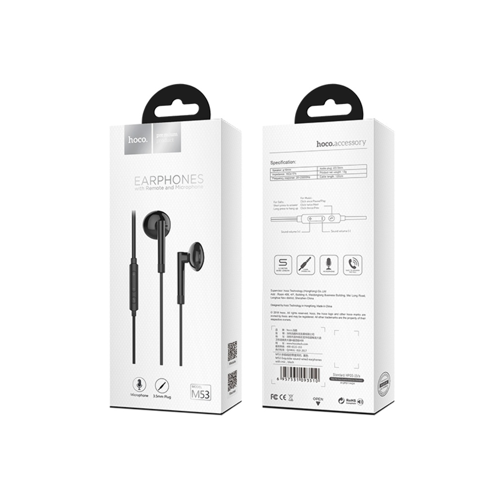 Наушники вкладыши Hoco M53 Jack 3.5 black