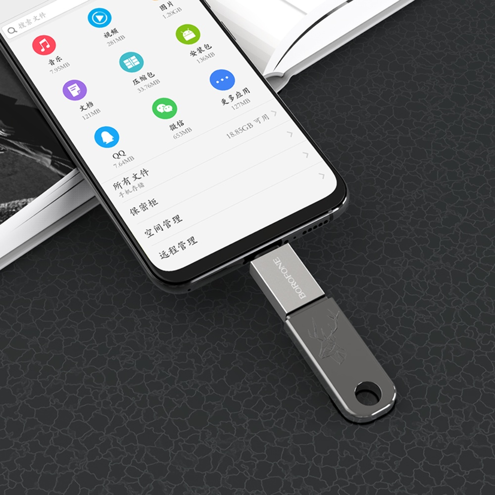 Адаптер переходник Borofone BV2 MicroUSB to USB 3.0 (F) серебристый