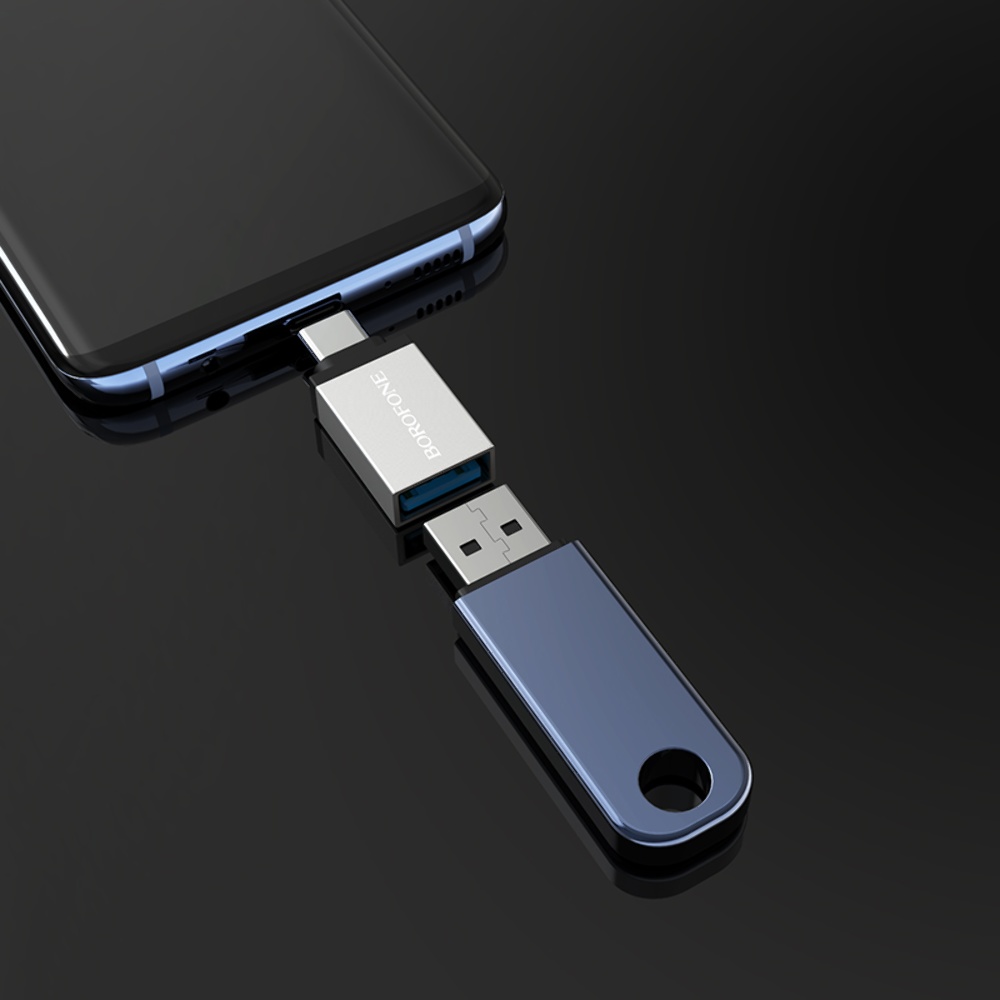 Адаптер переходник Borofone BV3 Type-C to USB 3.0 (F) серебристый