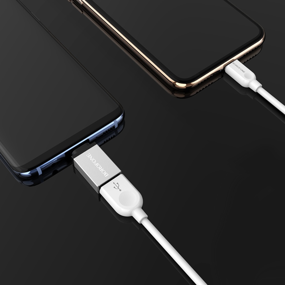 Адаптер переходник Borofone BV3 Type-C to USB 3.0 (F) серебристый