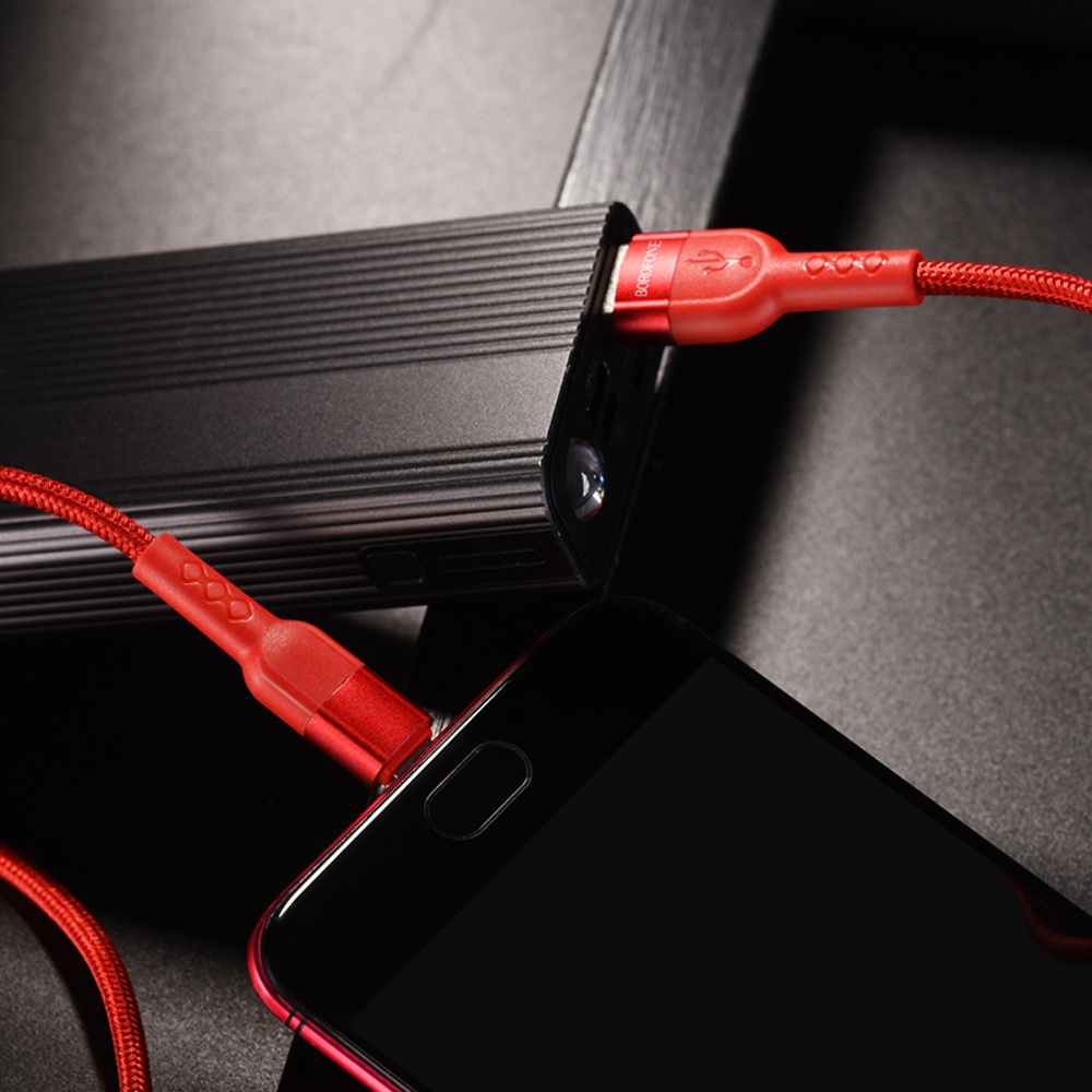 Кабель Borofone BU17 с индикатором USB to MicroUSB 1.2m red