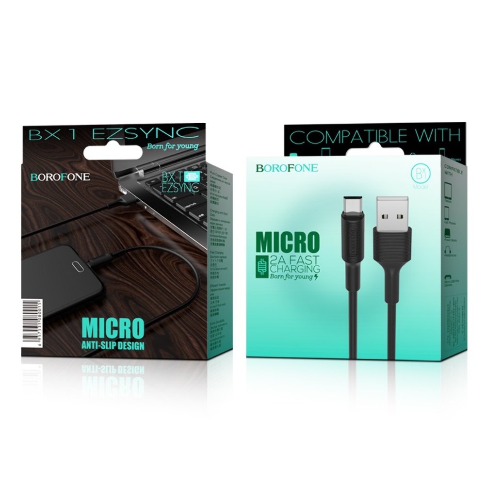 Кабель Borofone BX1 USB to MicroUSB 1m black