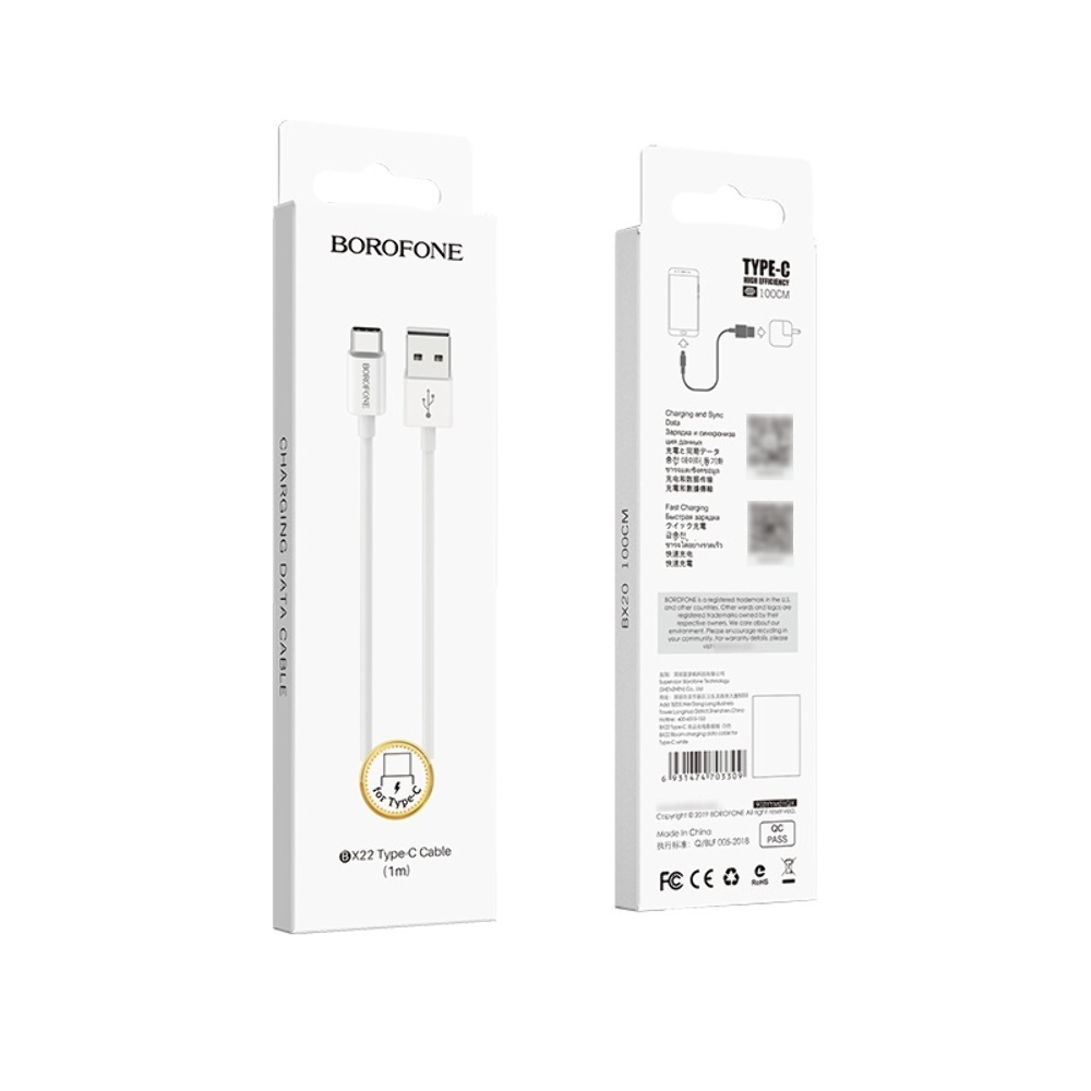 Кабель Borofone BX22 USB to Type-C 1m white