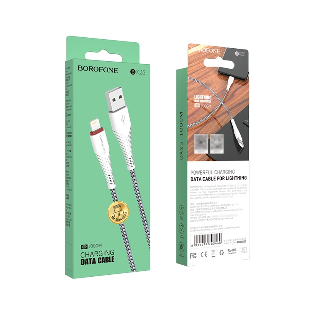 Кабель Borofone BX25 USB to Lightning 1m white