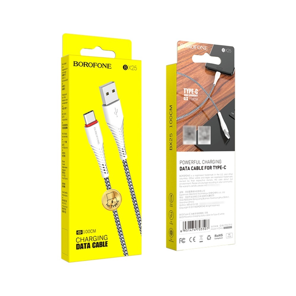 Кабель Borofone BX25 USB to Type-C 1m white