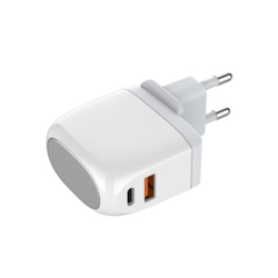 Сетевое зарядное устройство Ldnio A2522C USB/ Type-C QC PD 30W с дисплеем белое + кабель Type-C to Type-C