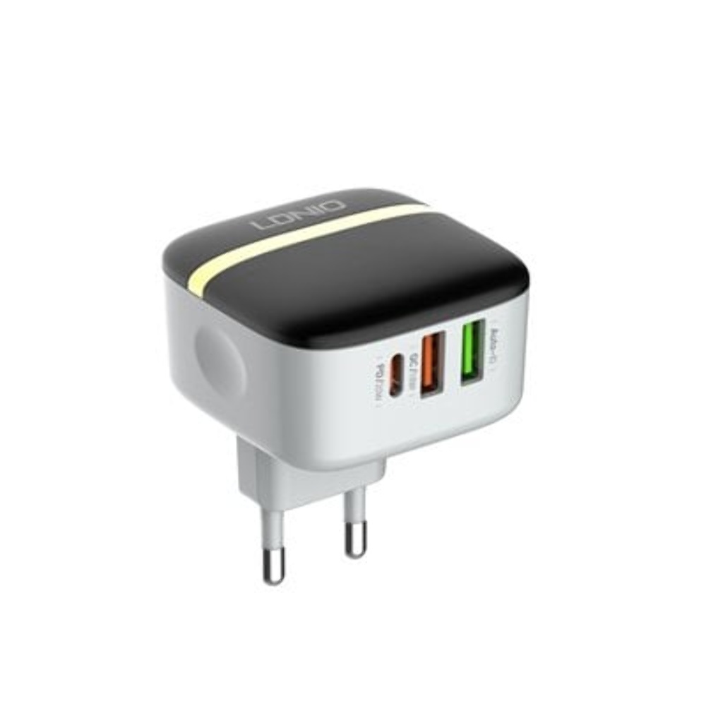 Сетевое зарядное устройство Ldnio A3513Q 2 USB/ Type-C QC PD 33W черное + кабель USB to Type-C