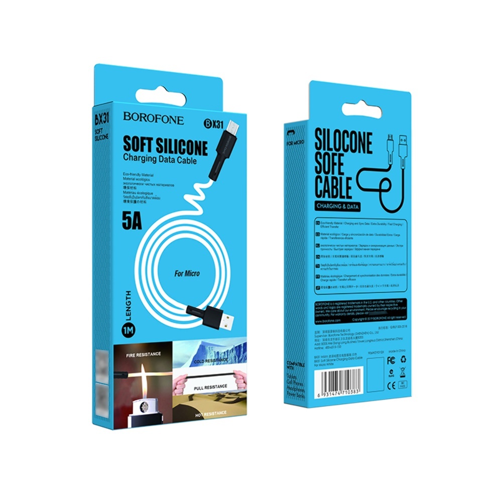 Кабель Borofone BX31 USB to MicroUSB 1m white