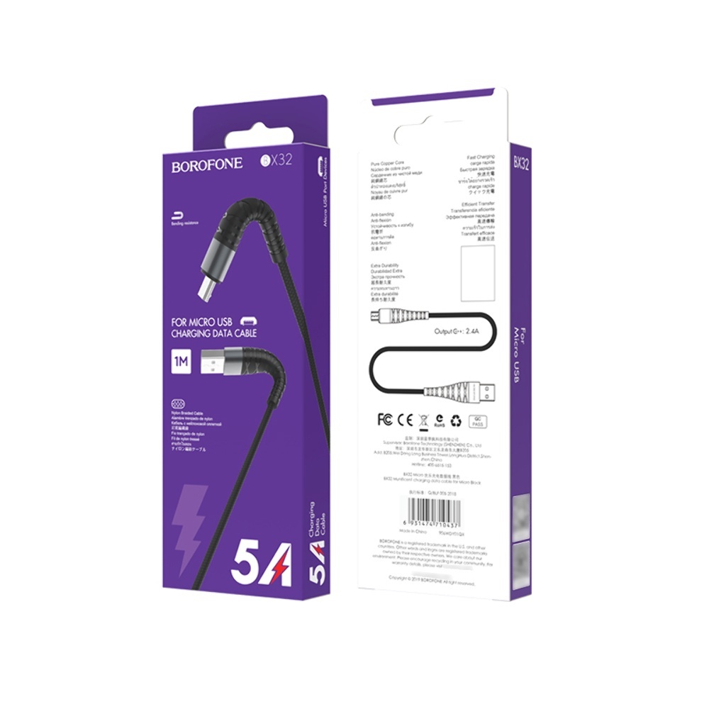 Кабель Borofone BX32 USB to MicroUSB 1m black