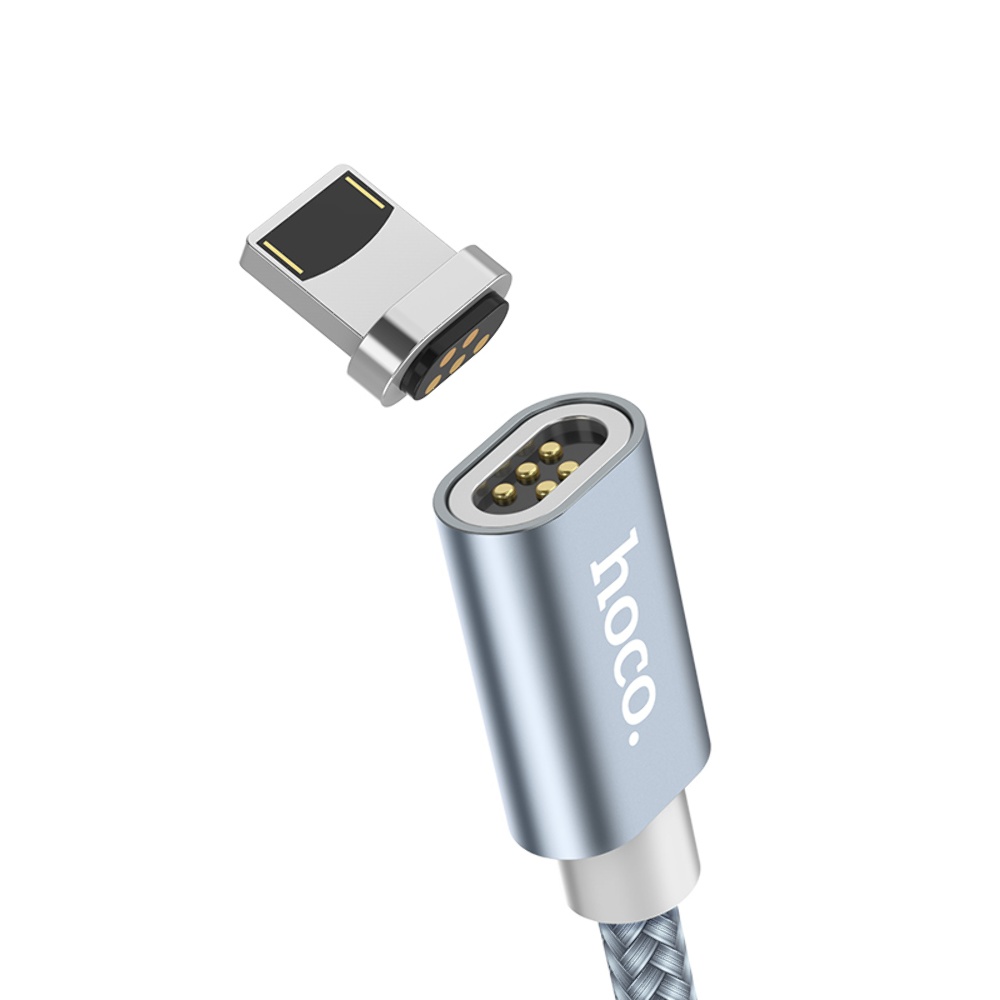 Кабель Hoco U40A магнитный USB to Lightning 1m metal gray