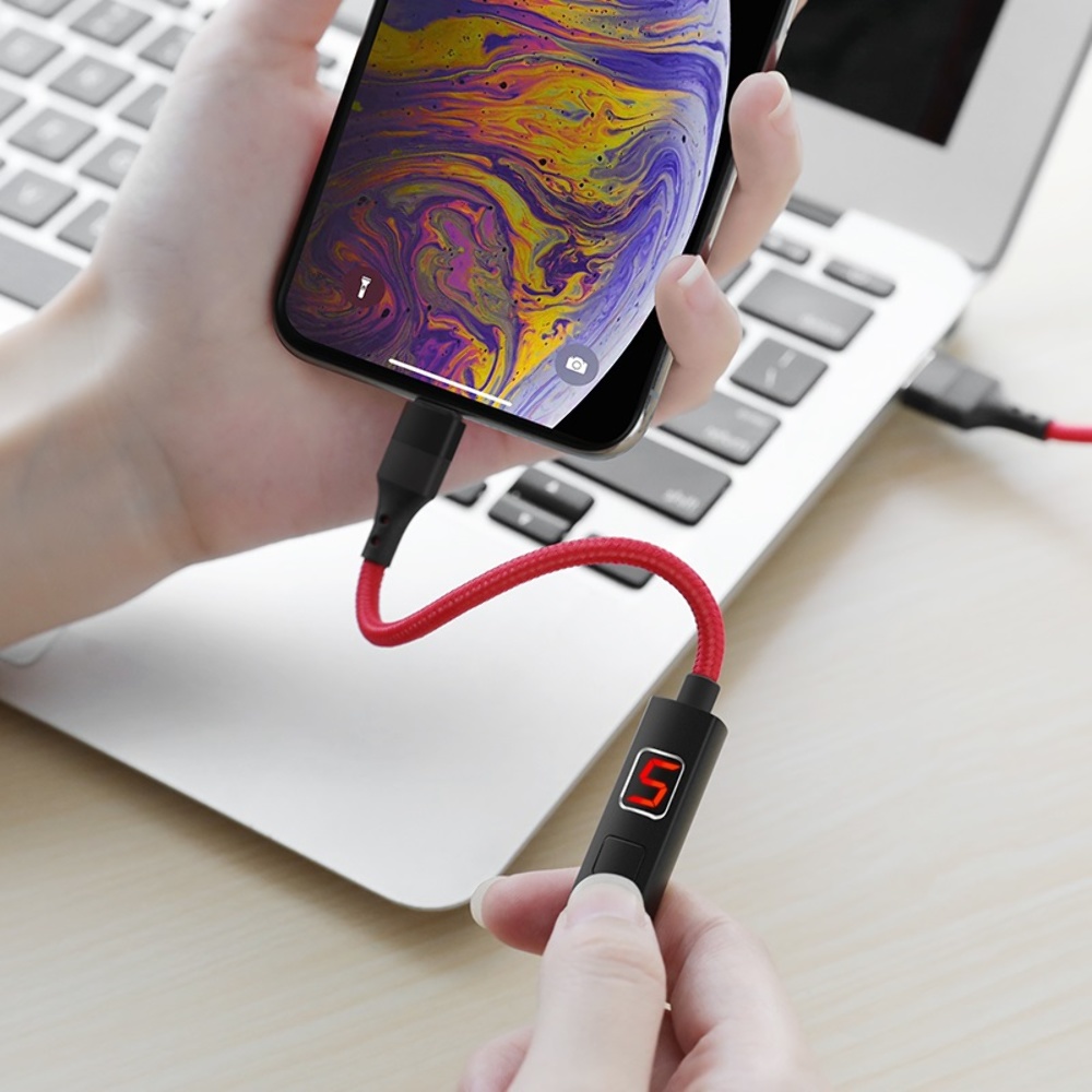 Кабель Hoco S13 с таймером USB to Lightning 1.2m red