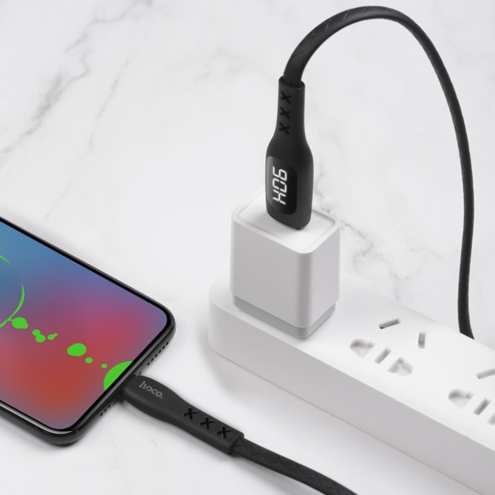 Кабель Hoco S6 с таймером USB to MicroUSB 1.2m black