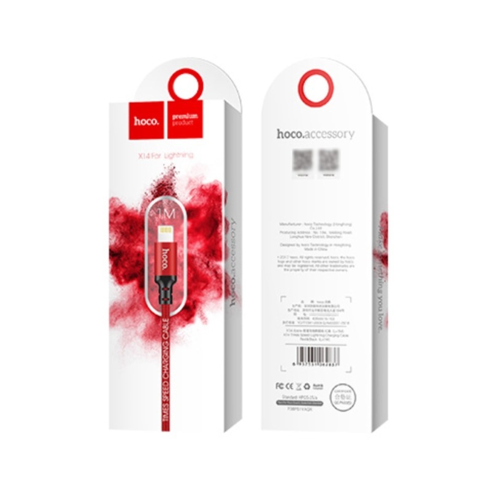 Кабель Hoco X14 USB to Lightning 1m red