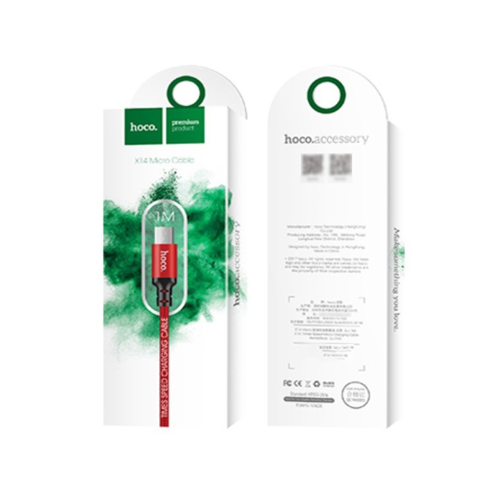 Кабель Hoco X14 USB to MicroUSB 1m red