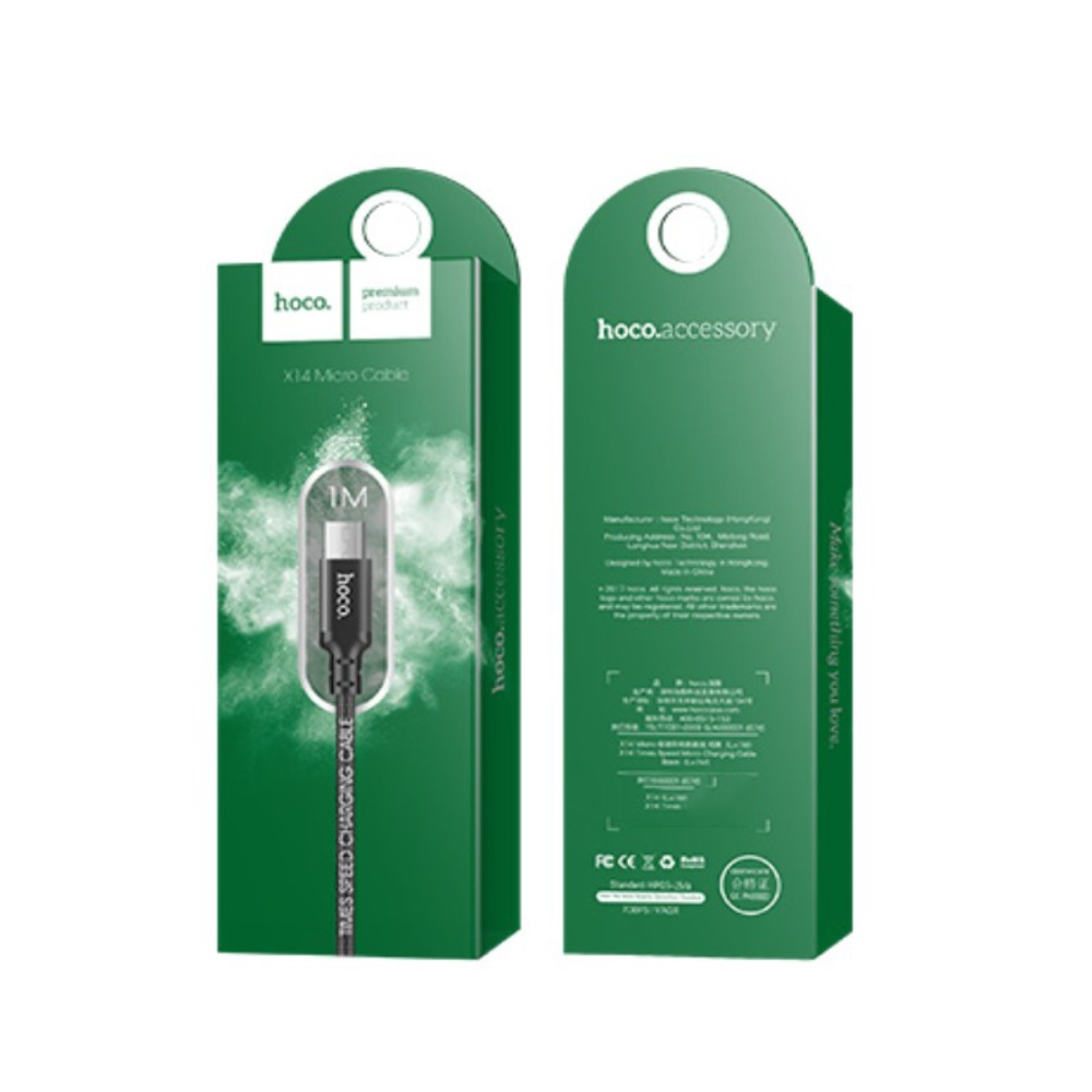 Кабель Hoco X14 USB to MicroUSB 1m black