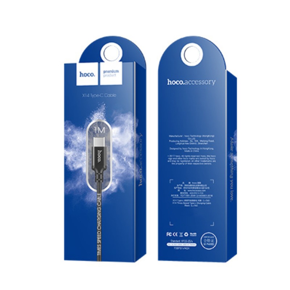 Кабель Hoco X14 USB to Type-C 1m black