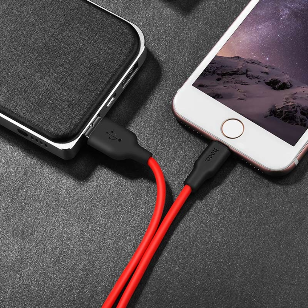Кабель Hoco X21 USB to Lightning 1m black red