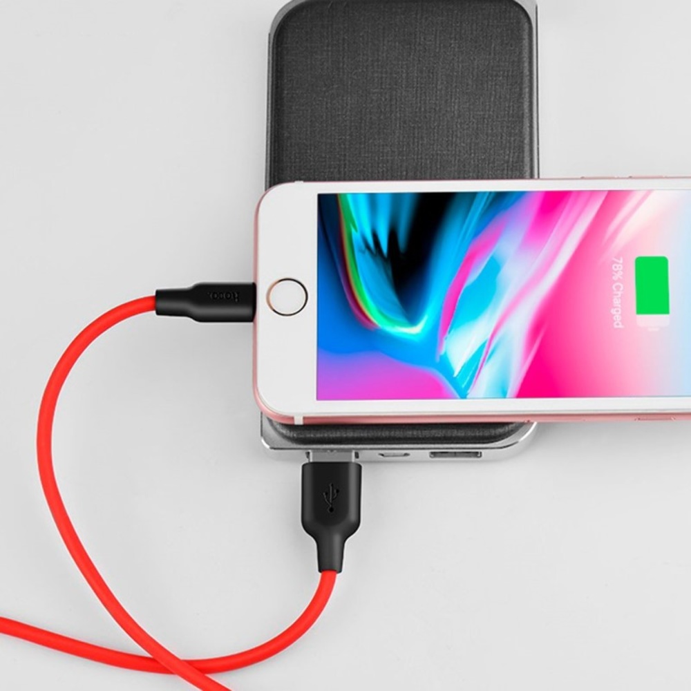 Кабель Hoco X21 USB to Lightning 1m black red