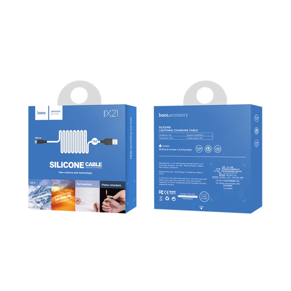 Кабель Hoco X21 USB to MicroUSB 1m black white