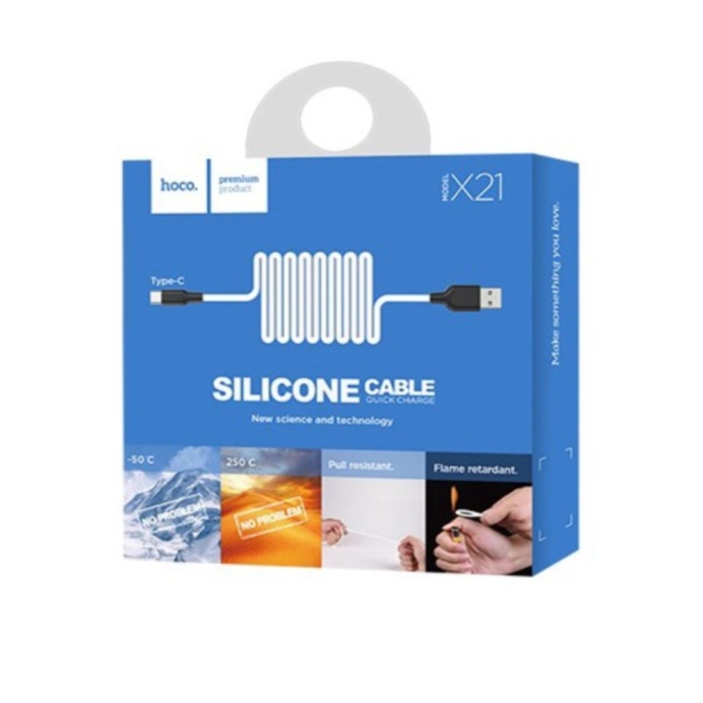 Кабель Hoco X21 USB to Type-C 1m black white