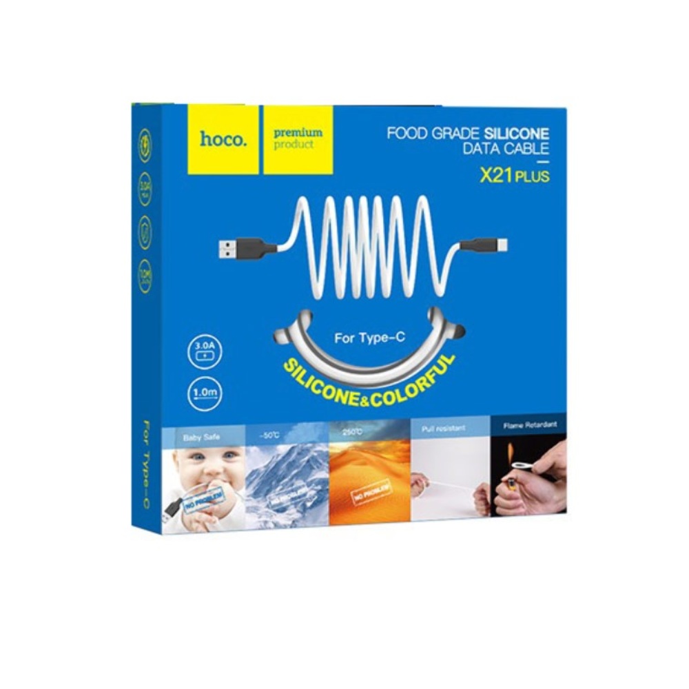 Кабель Hoco X21 Plus USB to Type-C 1m black white