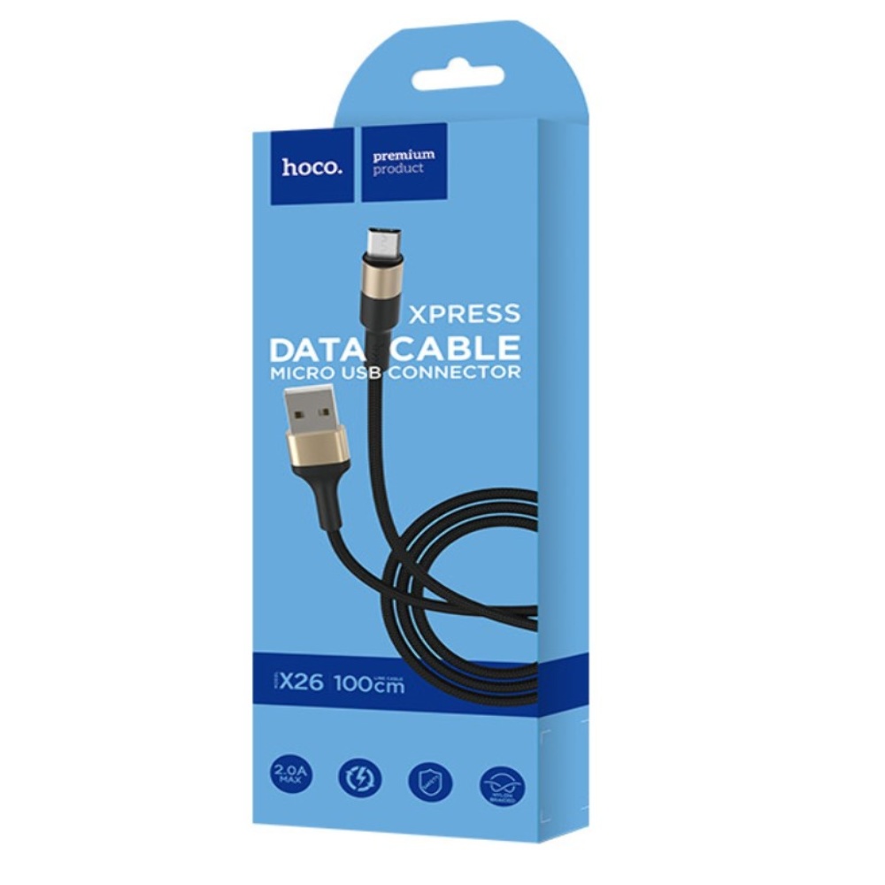 Кабель Hoco X26 USB to MicroUSB 1m black gold