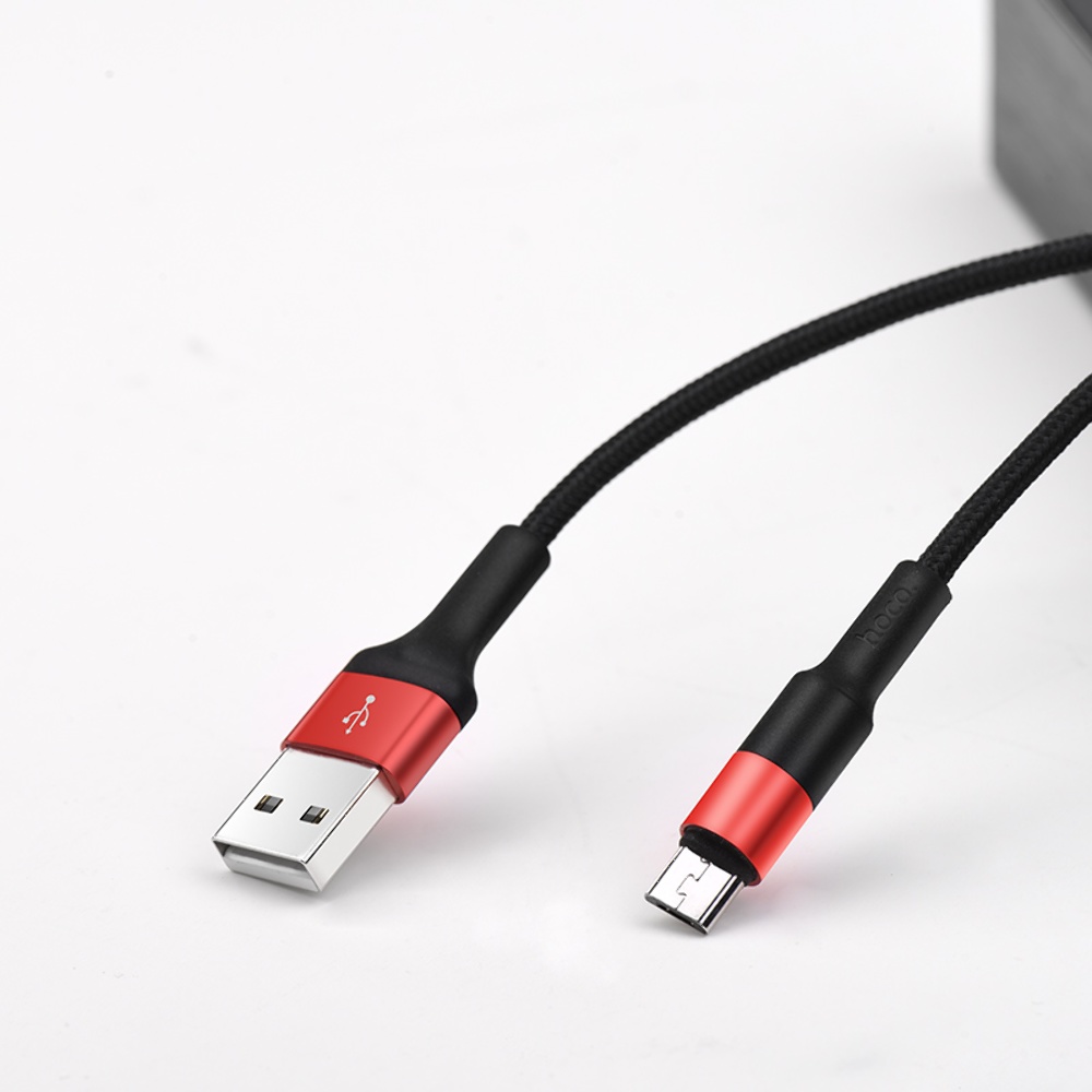Кабель Hoco X26 USB to MicroUSB 1m black red
