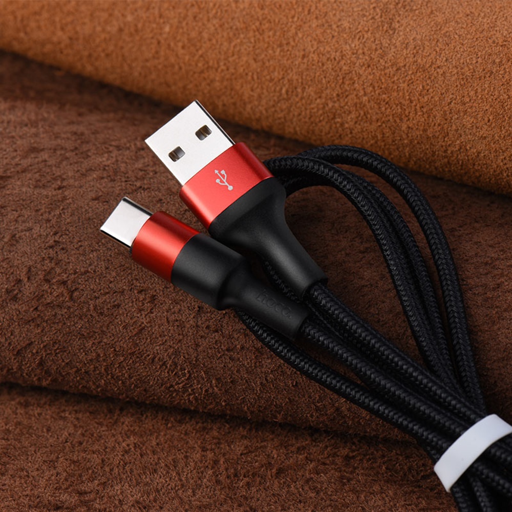 Кабель Hoco X26 USB to Type-C 1m black red