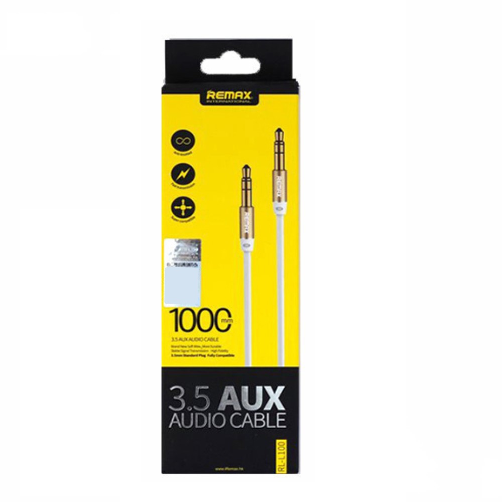 AUX кабель Remax RL-L100 Jack 3.5 to Jack 3.5 1m белый