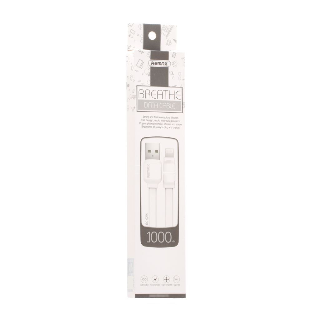 Кабель Remax RC-029i USB to Lightning 1m white