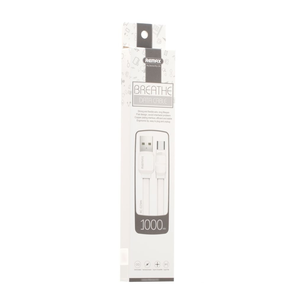 Кабель Remax RC-029m USB to MicroUSB 1m white