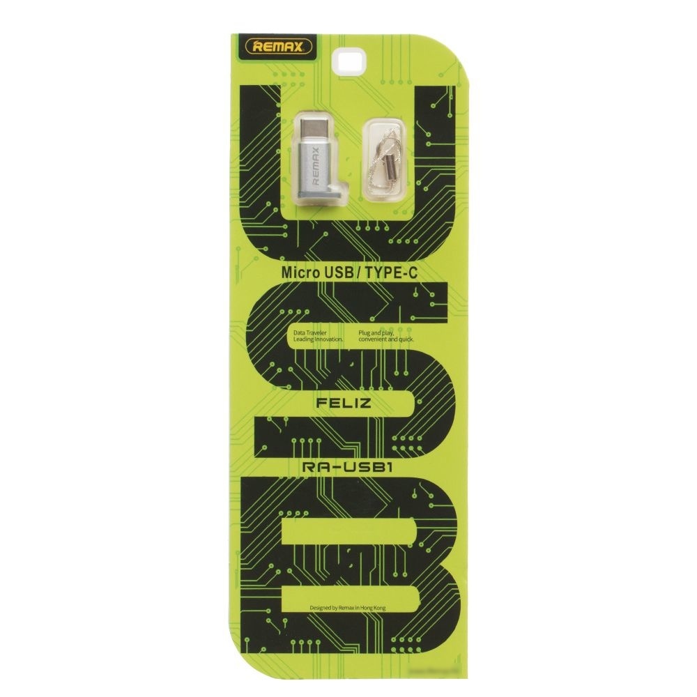 Адаптер переходник Remax RA-USB1 Type-C to MicroUSB (F) серебристый