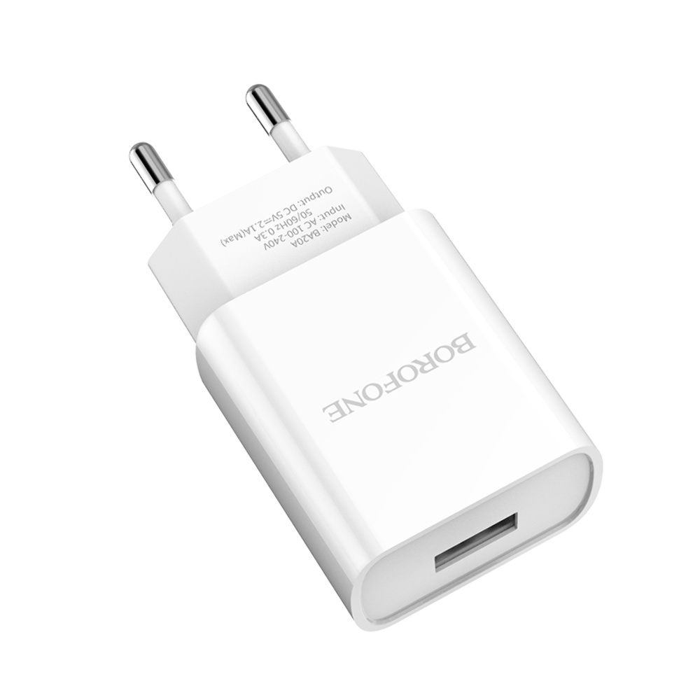 Сетевое зарядное устройство Borofone BA20A USB белое