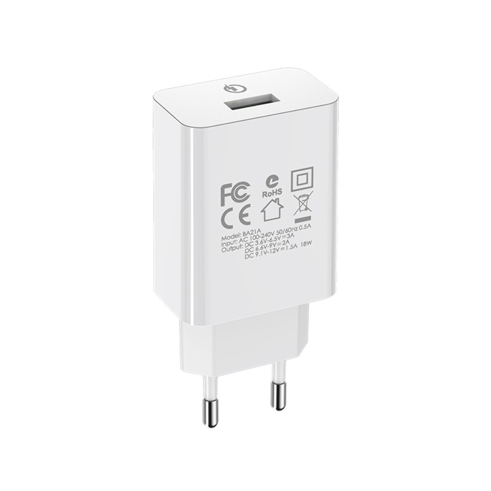 Сетевое зарядное устройство Borofone BA21A USB QC 18W белое
