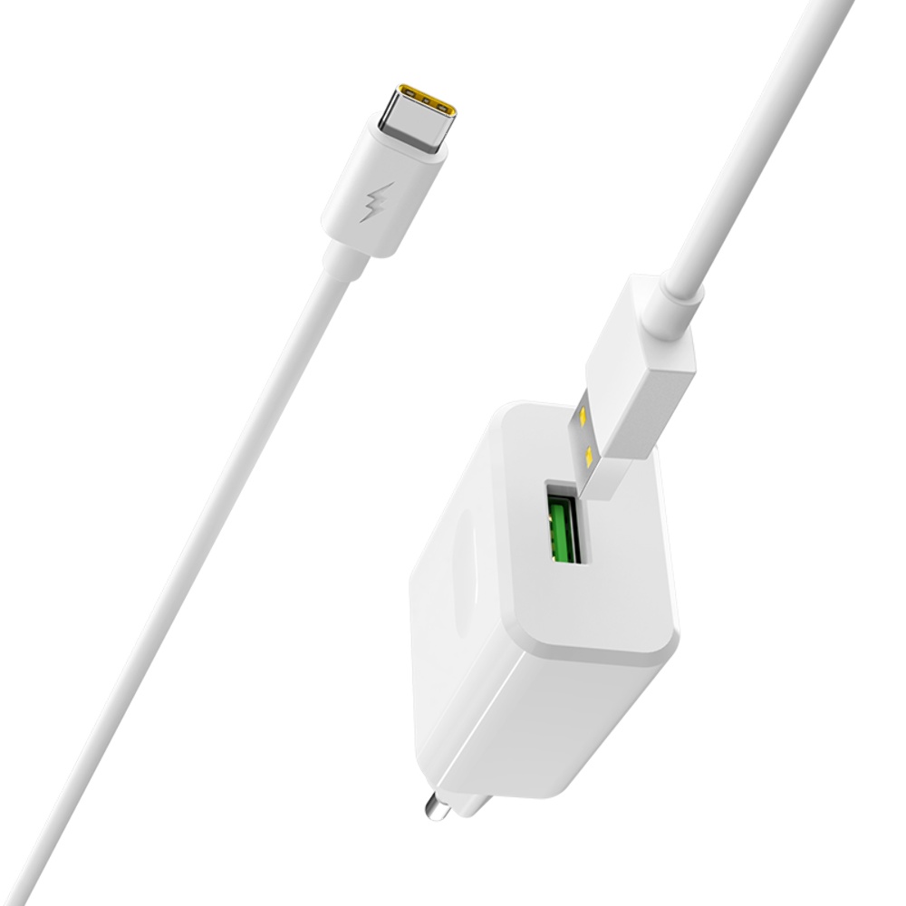 Сетевое зарядное устройство Borofone BA32A USB QC 18W белое + кабель USB to Type-C