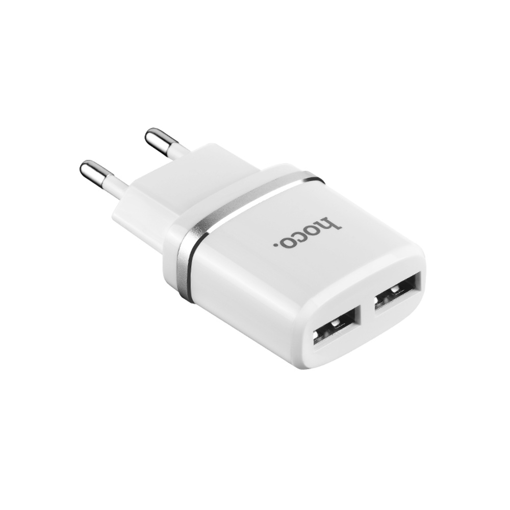 Сетевое зарядное устройство Hoco C12 2 USB белое